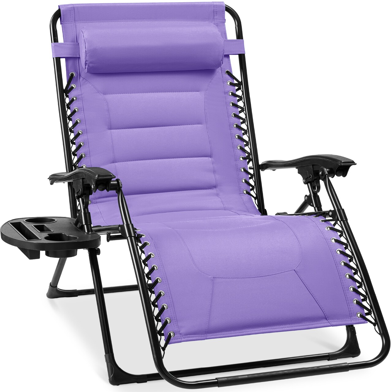 Best Choice Products Oversized Padded Zero Gravity Chair, Folding Outdoor Patio Recliner w/ Side Tray